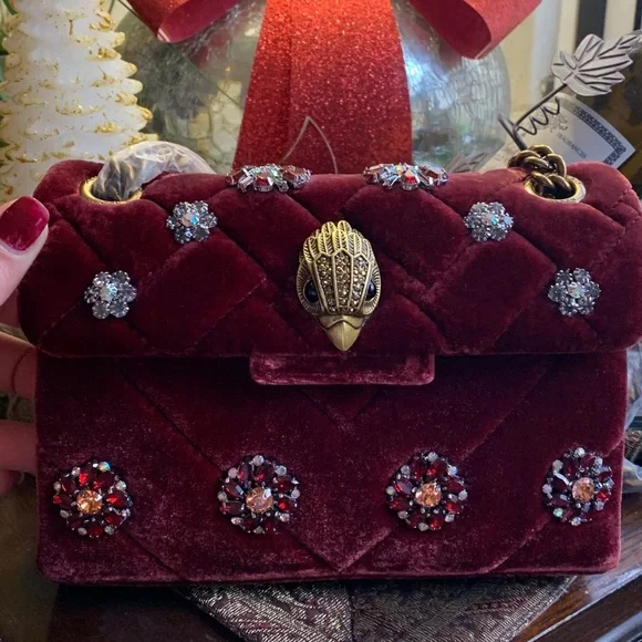 SOLD⛔️KURT GEIGER LONDON Velvet crystals silver chain convert shoulder/Crosby - Picture 2 of 16